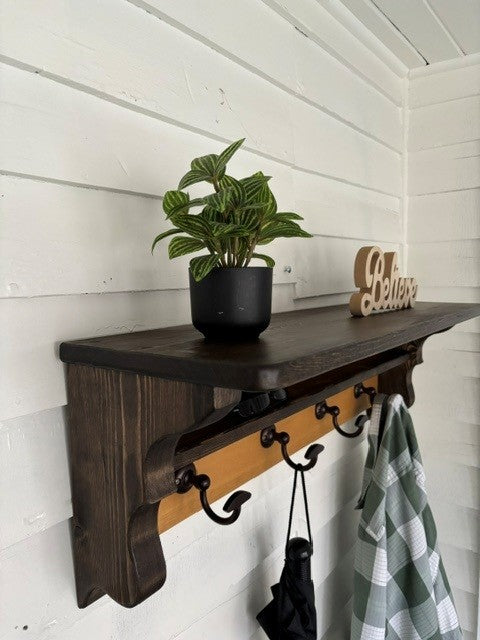 Handcrafted Contrast-Stained Coat Rack